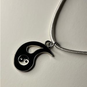 White String Necklace with Yin Pendent